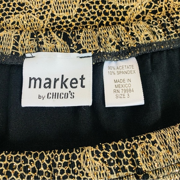 Market By Chico’s Black W/ Metallic Gold Lace Maxi Skirt Size 16 - Picture 4 of 5